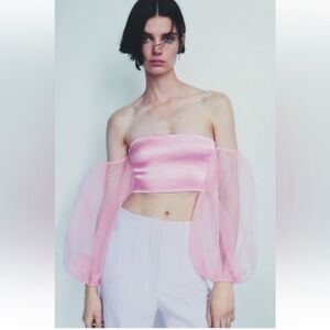 Zara Pink Off-Shoulder Top Size M
